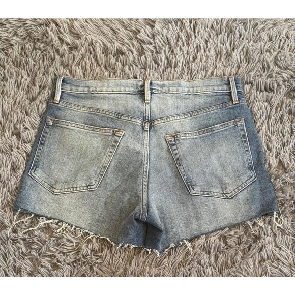 Frame Le Brigette Shorts Womens 27 Blue Denim Mid Rise Distressed Raw Hem USA - Picture 2 of 15